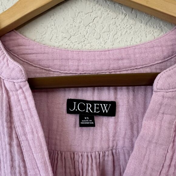J. CREW V-Neck Double Gauze Popover Top #BI431 Light Purple / Pink - Picture 7 of 10